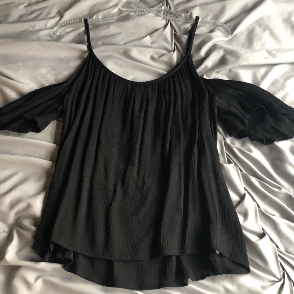 Short Sleeve Off the Shoulder Black Top